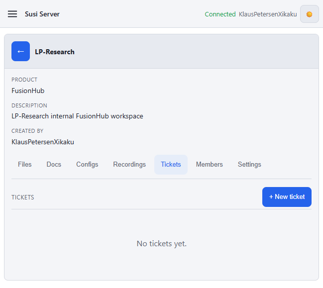 Create tickets from Susi workspace