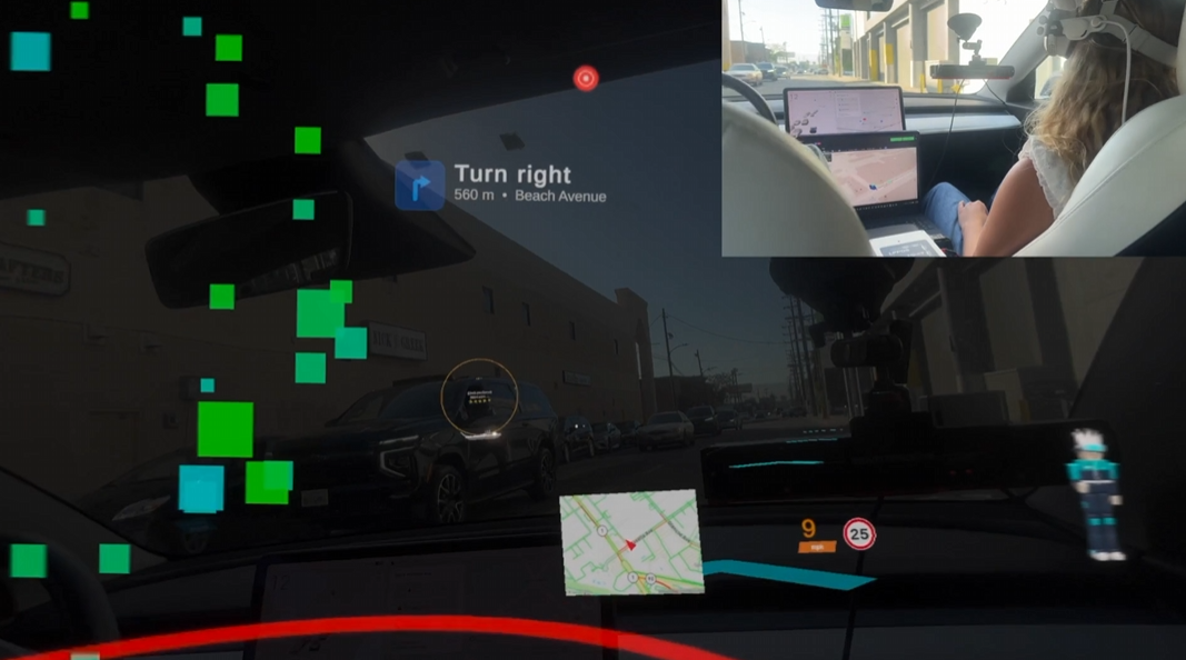Screenshot of in-vehicle Vision Pro experiment